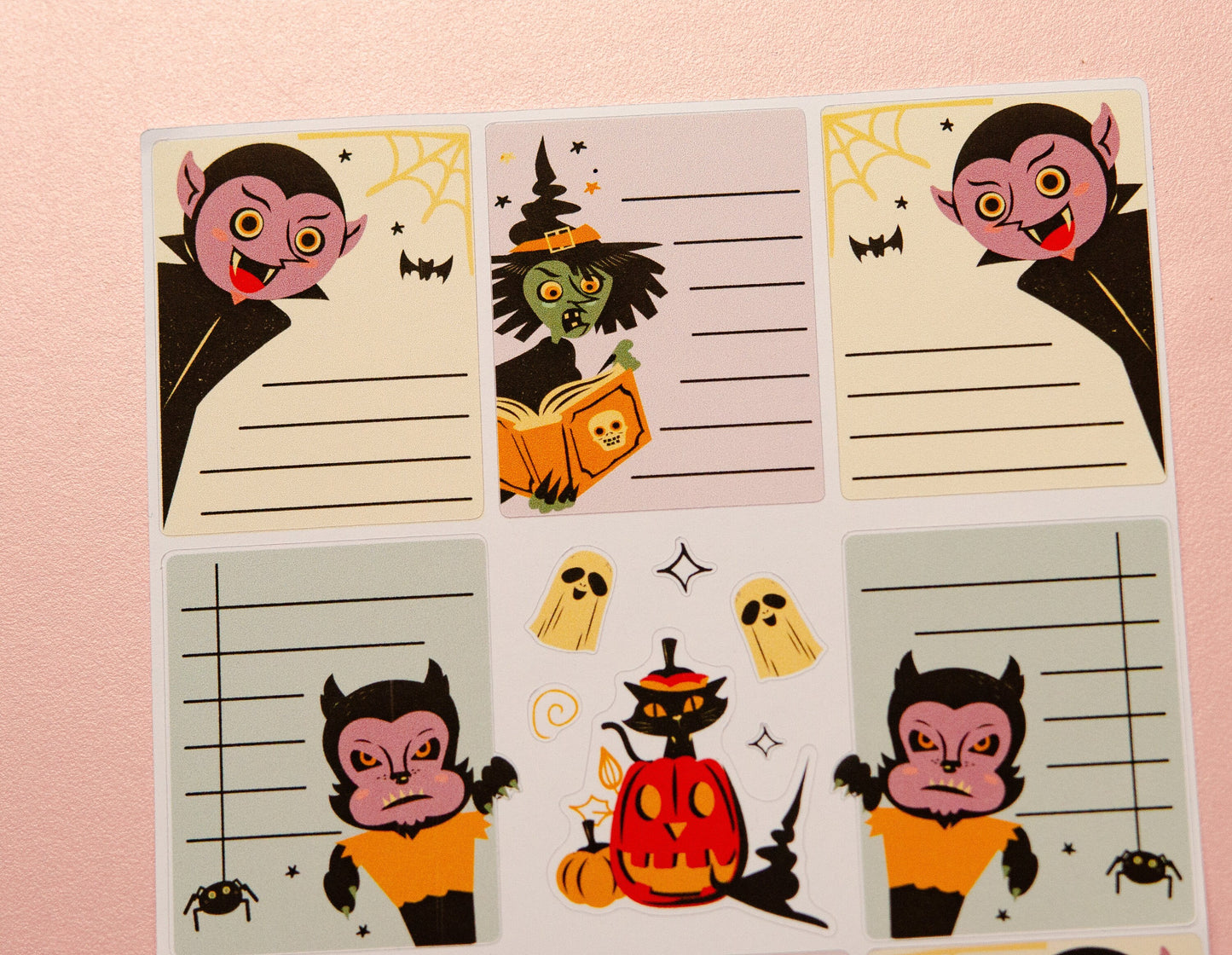 Monster Chats Full Box Stickers | OG Halloween Monster Stickers | Lined Planner Stickers | Full Box Planner Stickers L_19