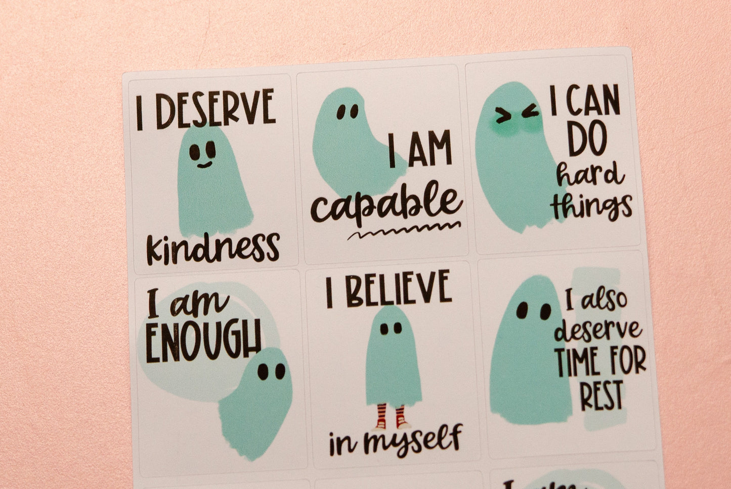 Ghostly Affirmation Full Box Stickers | Halloween Ghost Stickers | Affirmation Planner Stickers | Full Box Planner Stickers L_19