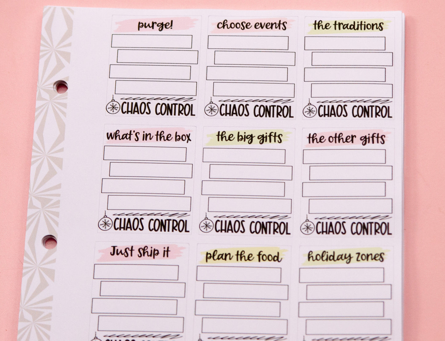 Twelve Boxes to Calm the Christmas Chaos | Christmas Prep Prompts |Early Holiday Planning Stickers