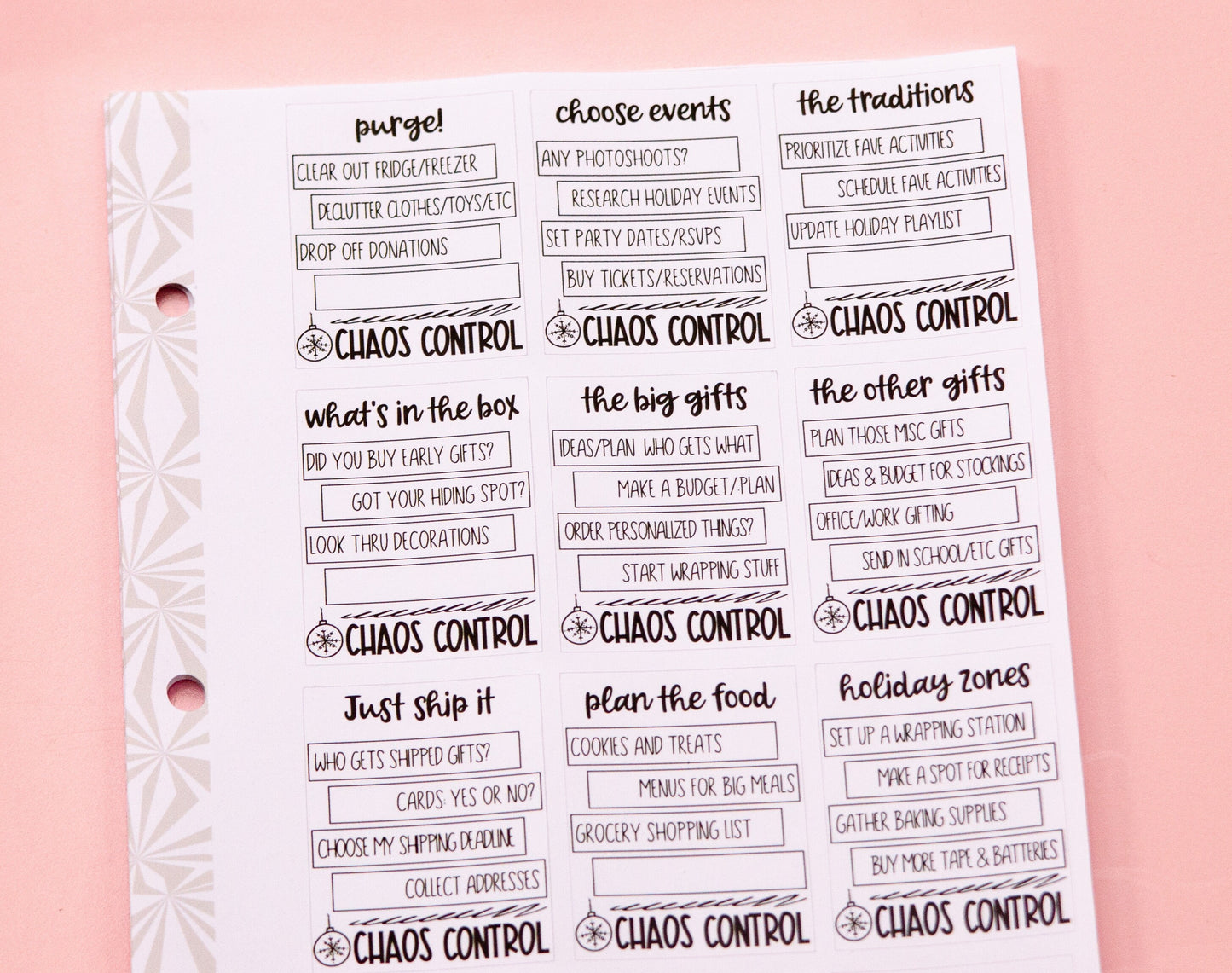 Twelve Boxes to Calm the Christmas Chaos | Christmas Prep Prompts |Early Holiday Planning Stickers