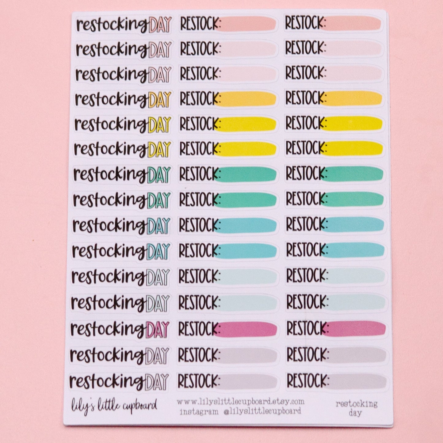 Restocking Day Planner Stickers | Restock Planner Stickers | Grocery Shopping Stickers | Supply Stocking Planner Stickers L_23