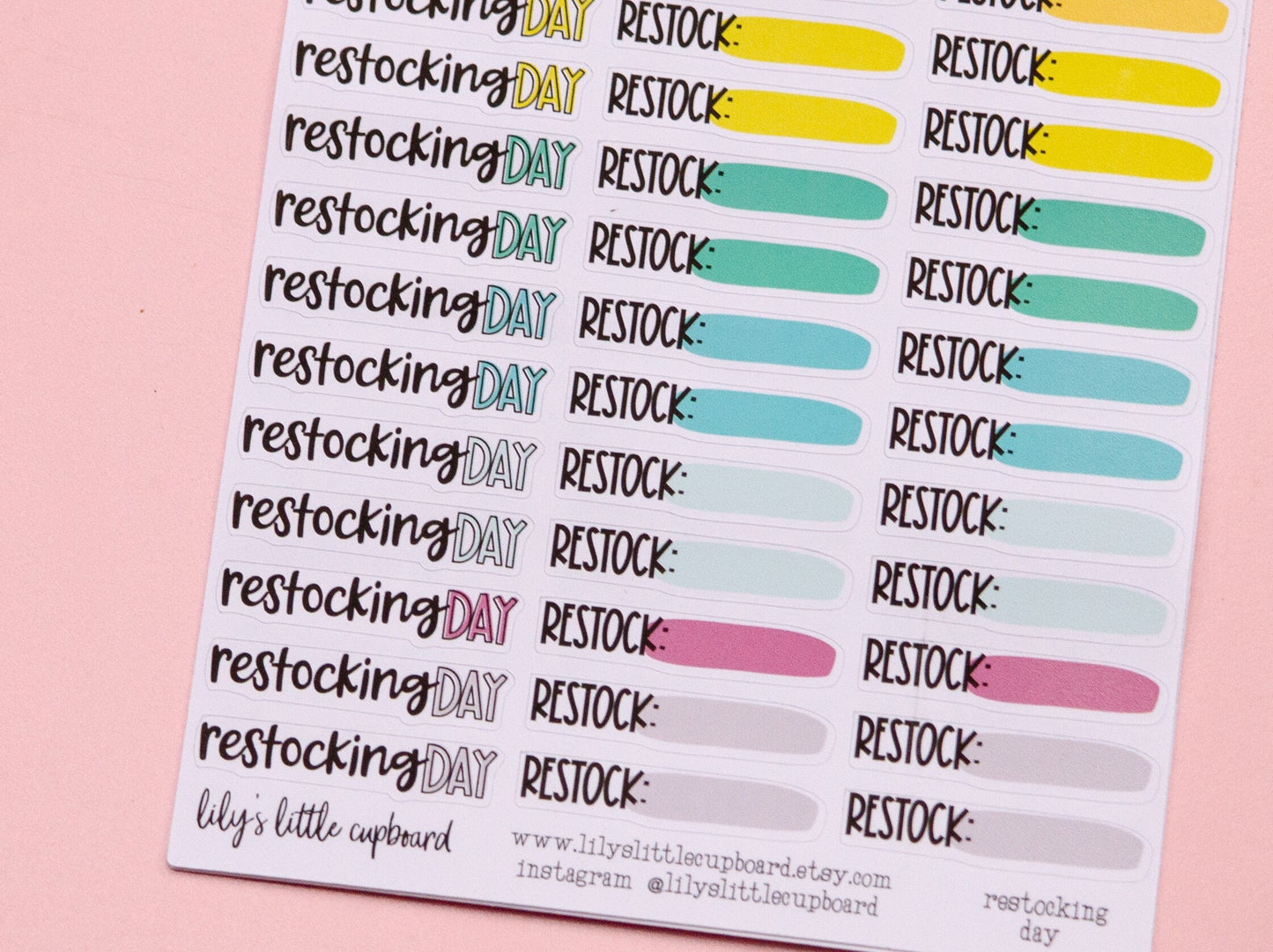 Restocking Day Planner Stickers | Restock Planner Stickers | Grocery Shopping Stickers | Supply Stocking Planner Stickers L_23