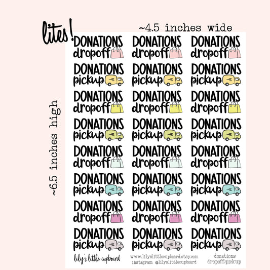 Donations Dropoff Planner Stickers | Donations Pickup Planner Stickers | Decluttering Planner Stickers