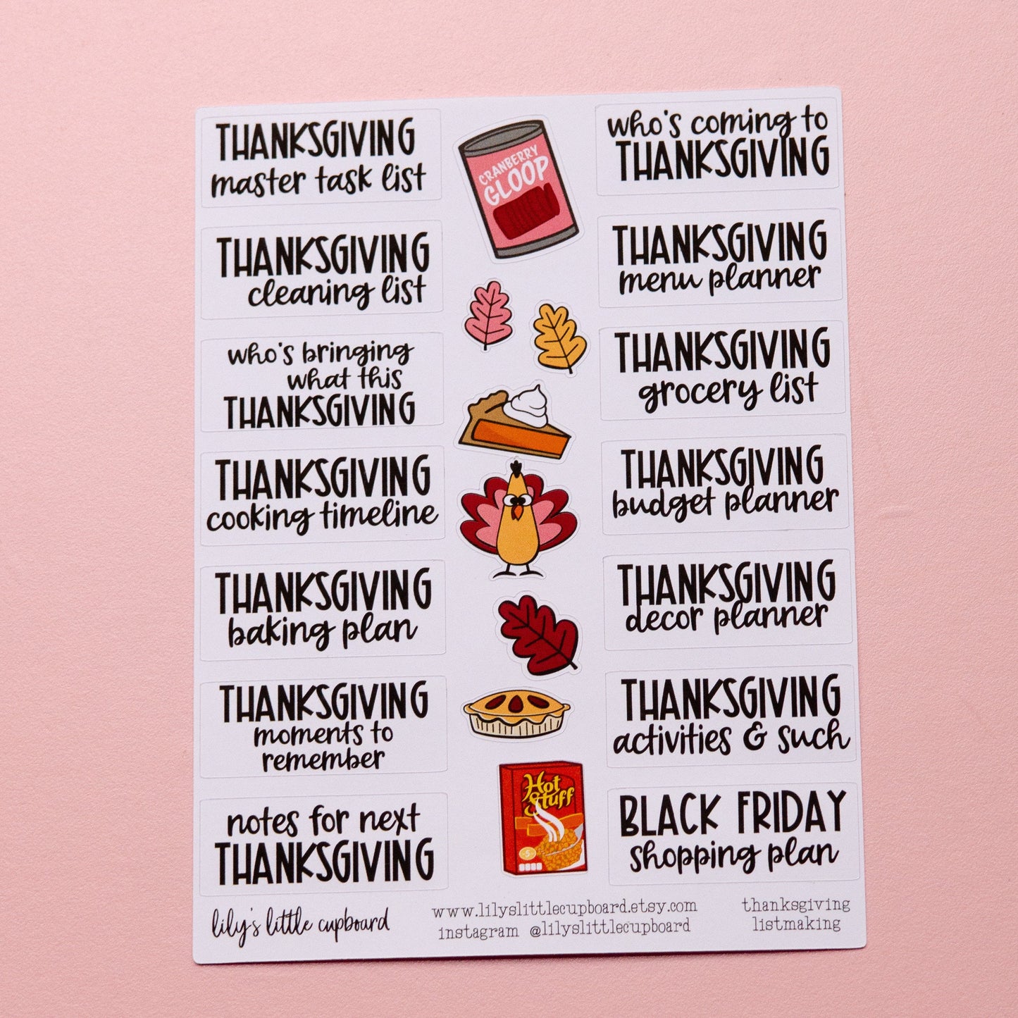 Thanksgiving Listmaking Sticker Kit | Thanksgiving Notes Pages Kits | Thanksgiving Planner  Organizer | Planner Reference Pages