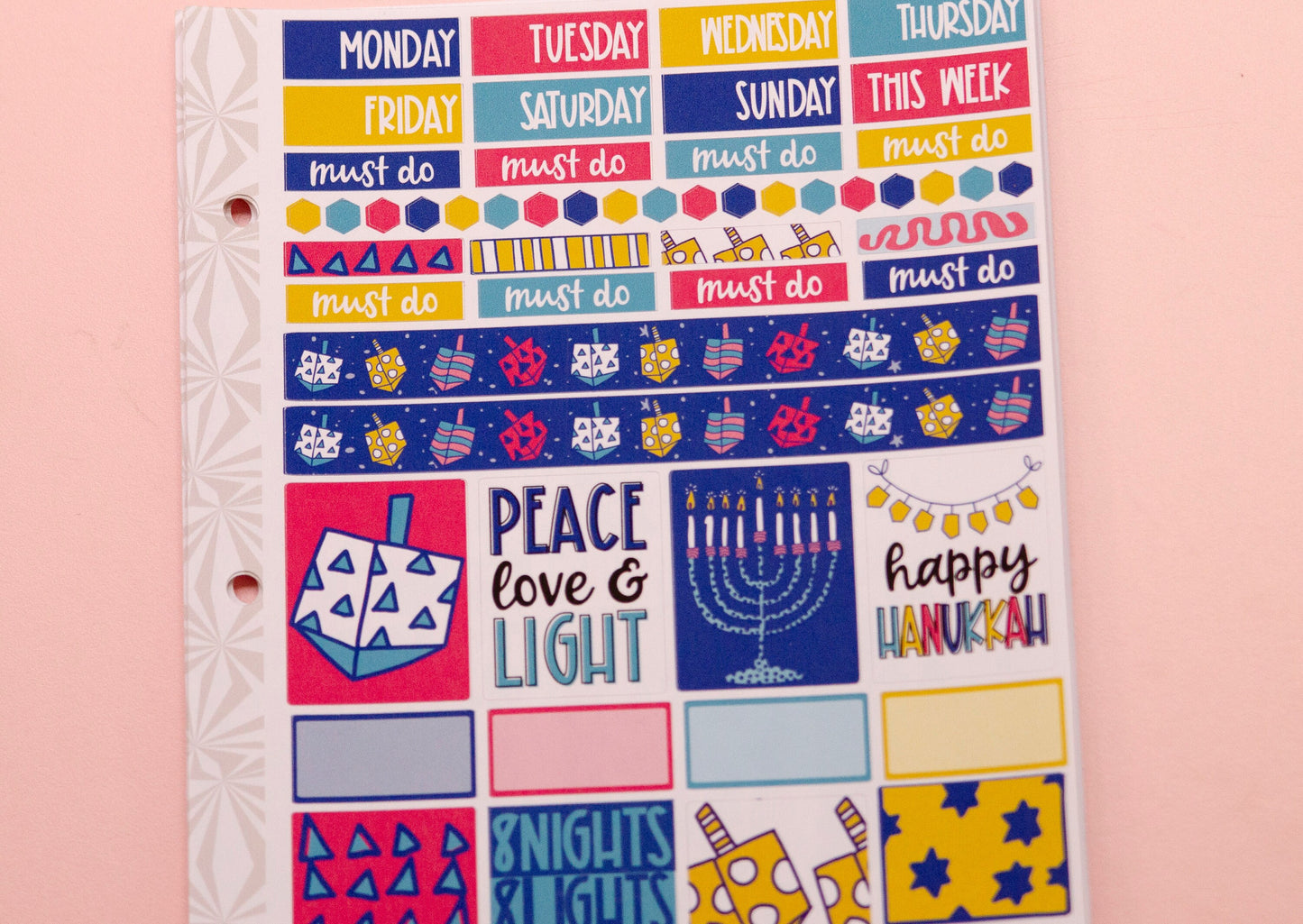 Hobonichi Cousin Weekly Sticker Kit in Chanukah Hanukkah Sticker Kit | A5 Weekly Planner Sticker Kit | Mini Planner