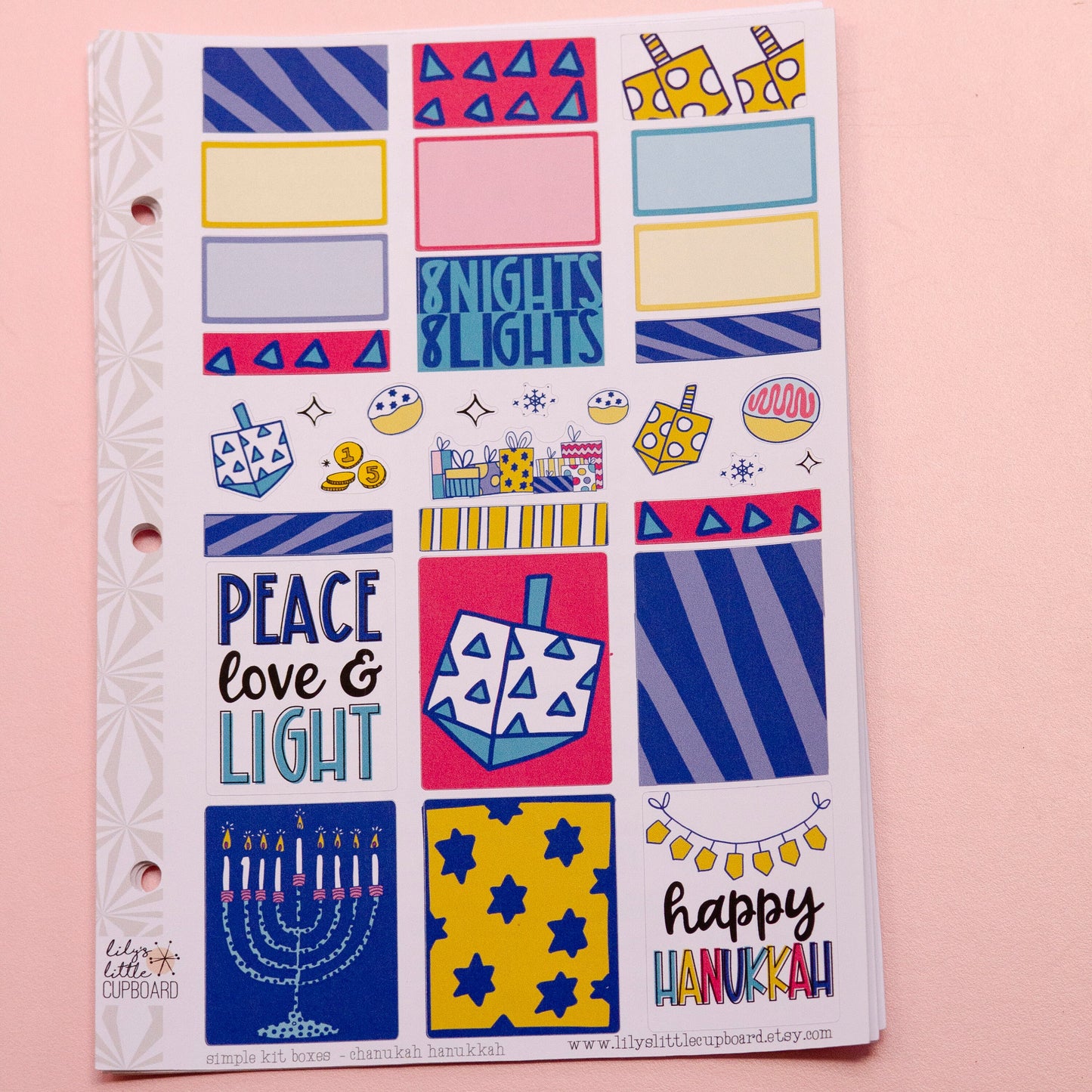 Simple Weekly Kit in Chanukah Hanukkah | Weekly Planner Sticker Kit | Two-Page Set | A la Carte s | Hanukkah Planner Kit