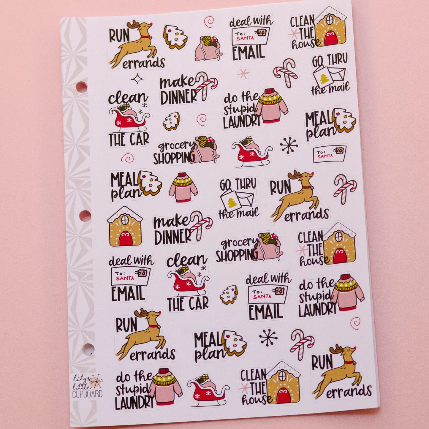 Holly Jolly Chores Sampler Planner Stickers | Weekly Cleaning Script Stickers | Cute Cleaning Stickers | Functional Cleaning Deco Stickers