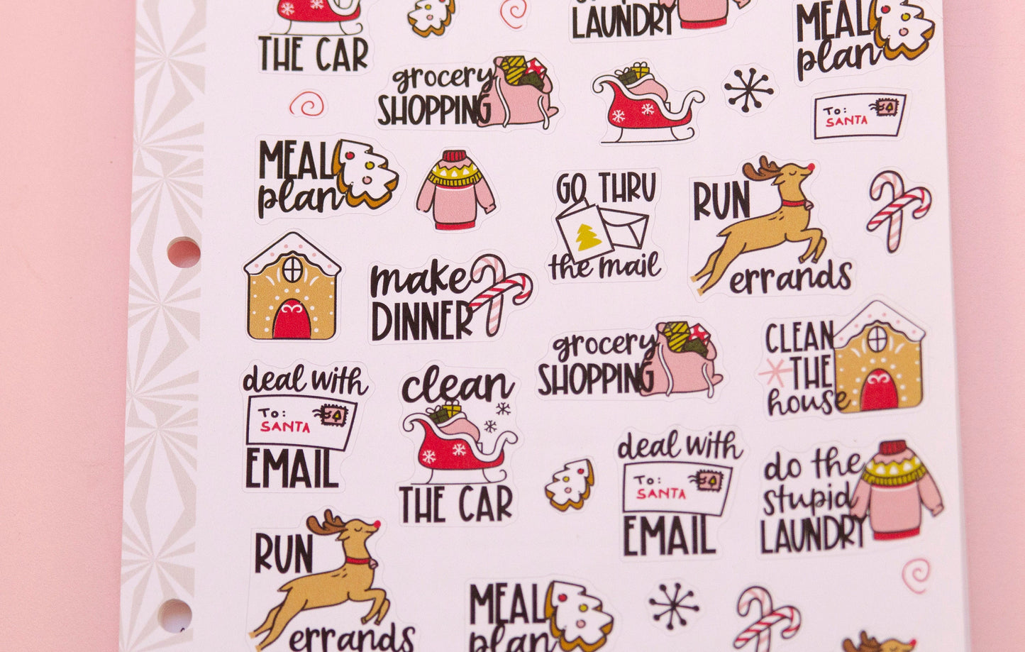 Holly Jolly Chores Sampler Planner Stickers | Weekly Cleaning Script Stickers | Cute Cleaning Stickers | Functional Cleaning Deco Stickers