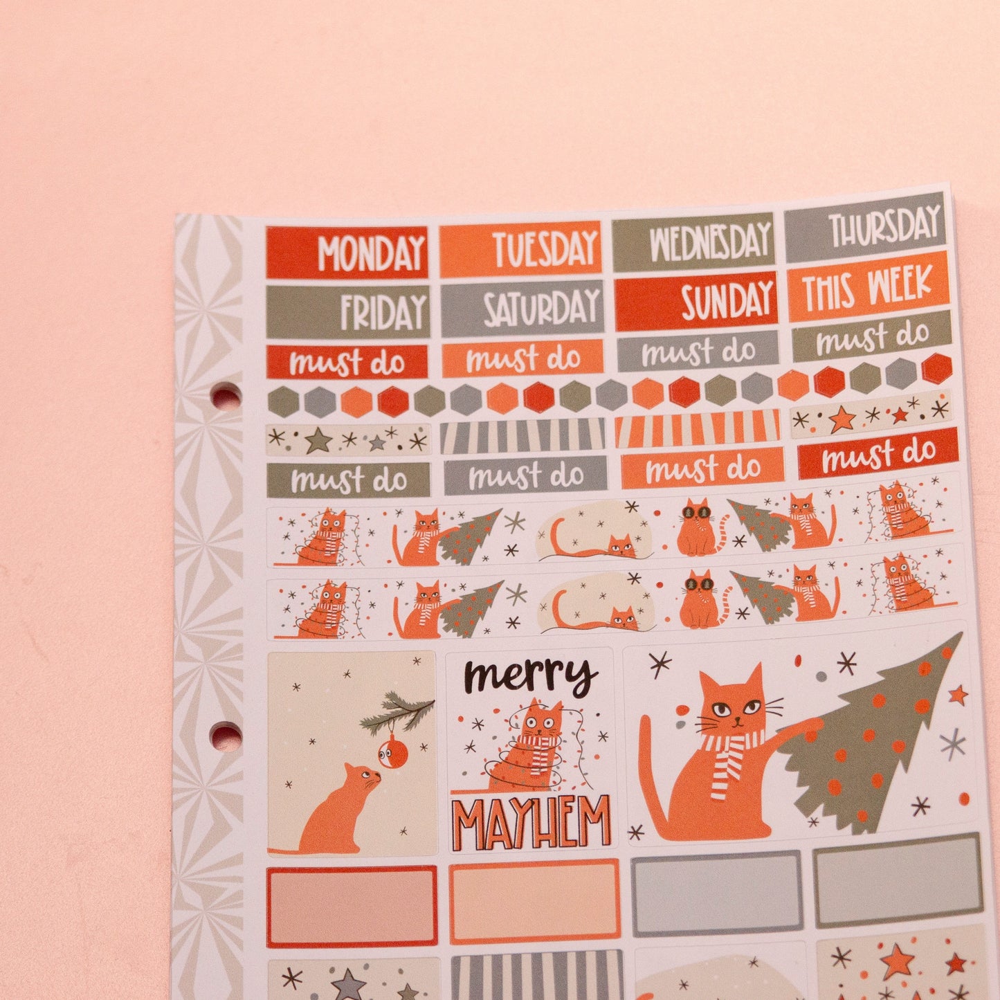 Hobonichi Cousin Weekly Sticker Kit in Purrfectly Chaotic Christmas | Christmas Sticker Kit | A5 Weekly Planner Sticker Kit | Mini Planner
