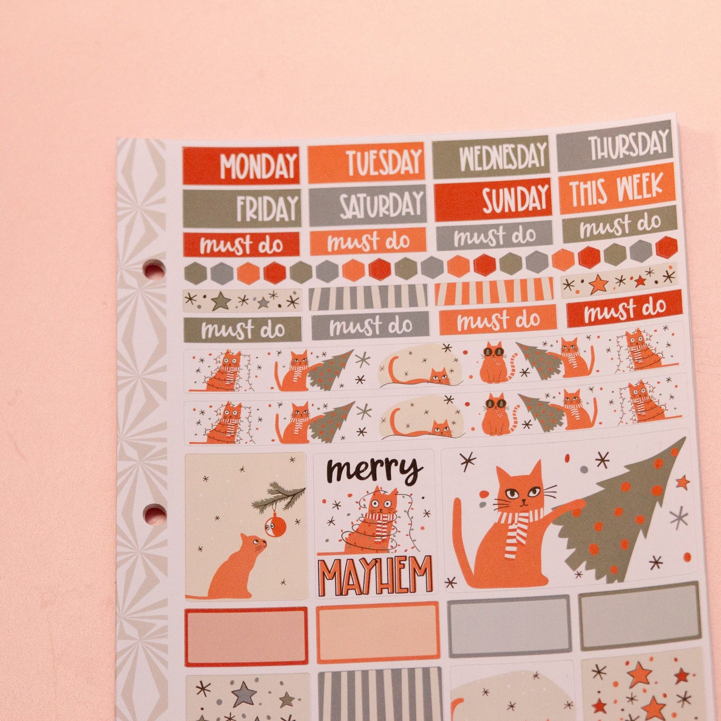 Hobonichi Cousin Weekly Sticker Kit in Purrfectly Chaotic Christmas | Christmas Sticker Kit | A5 Weekly Planner Sticker Kit | Mini Planner