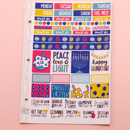 Hobonichi Cousin Weekly Sticker Kit in Chanukah Hanukkah Sticker Kit | A5 Weekly Planner Sticker Kit | Mini Planner