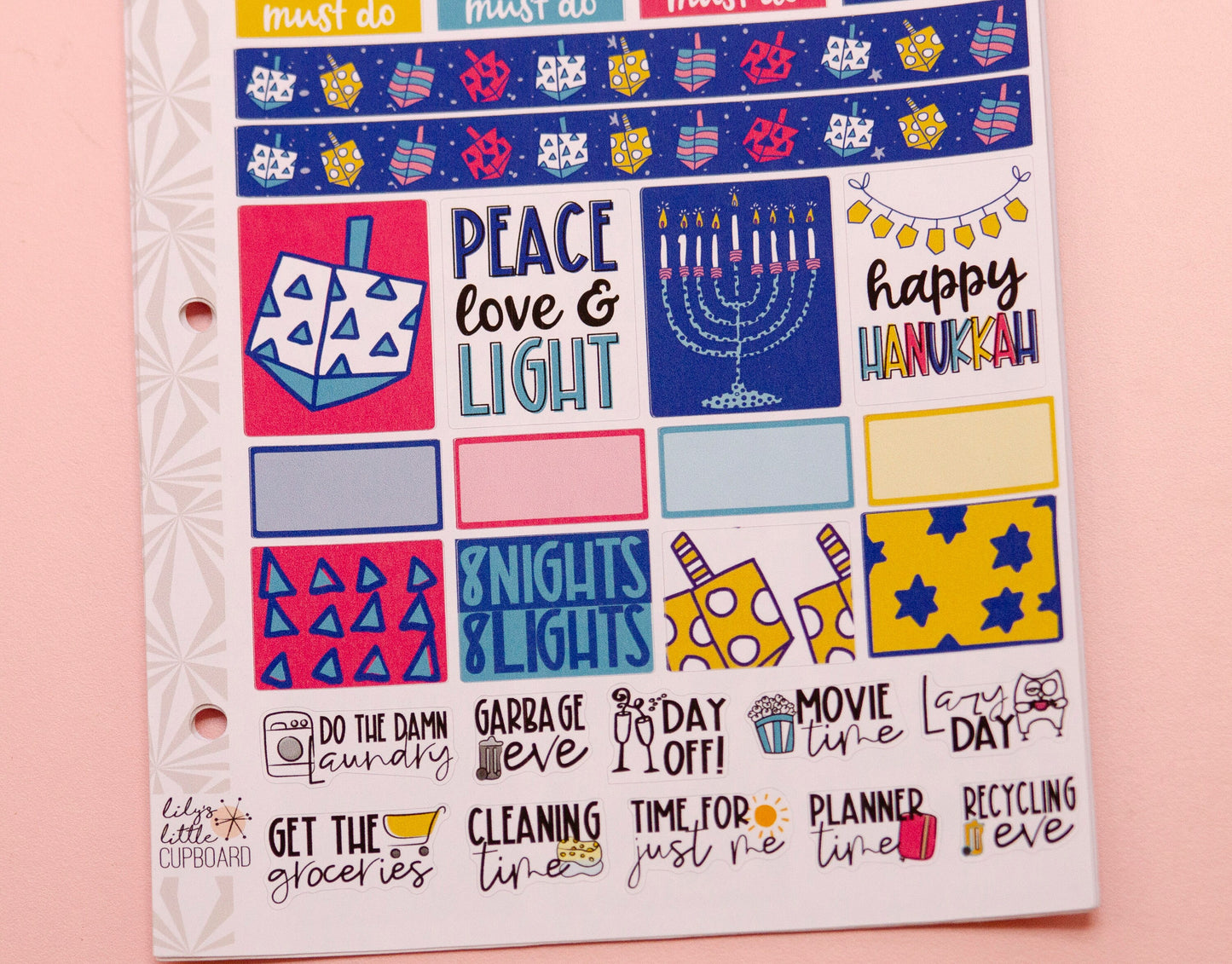 Hobonichi Cousin Weekly Sticker Kit in Chanukah Hanukkah Sticker Kit | A5 Weekly Planner Sticker Kit | Mini Planner