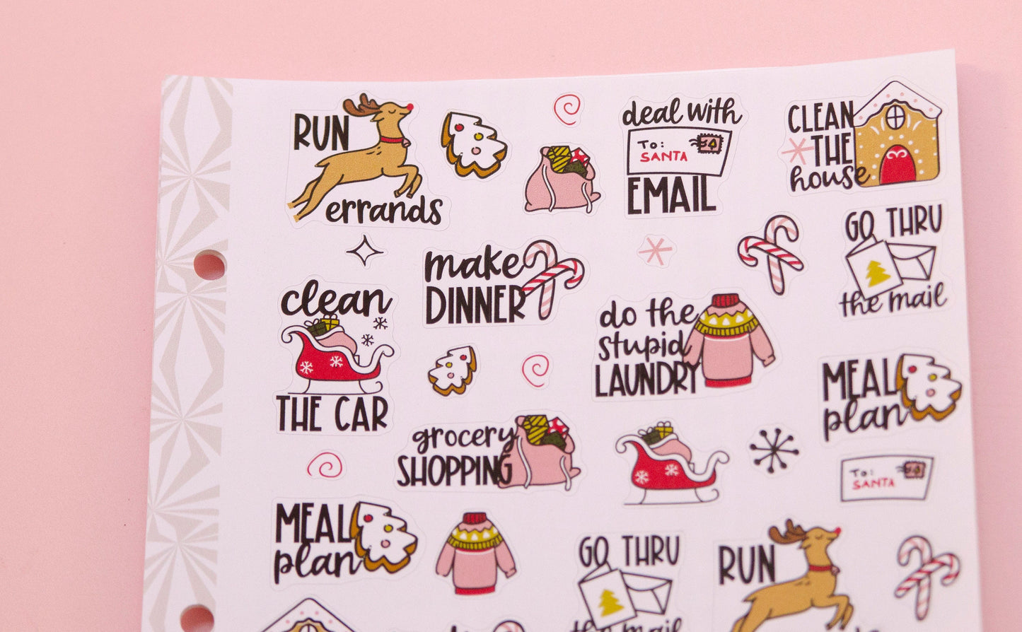 Holly Jolly Chores Sampler Planner Stickers | Weekly Cleaning Script Stickers | Cute Cleaning Stickers | Functional Cleaning Deco Stickers