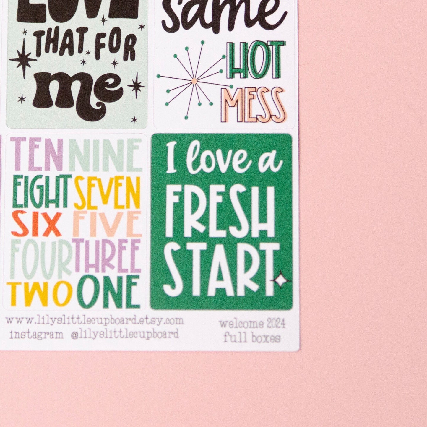 New Year Full Box Stickers | New Year's Eve Box Quote Stickers | Holiday Full Box Planner Stickers | 2024 Quote Planner Stickers