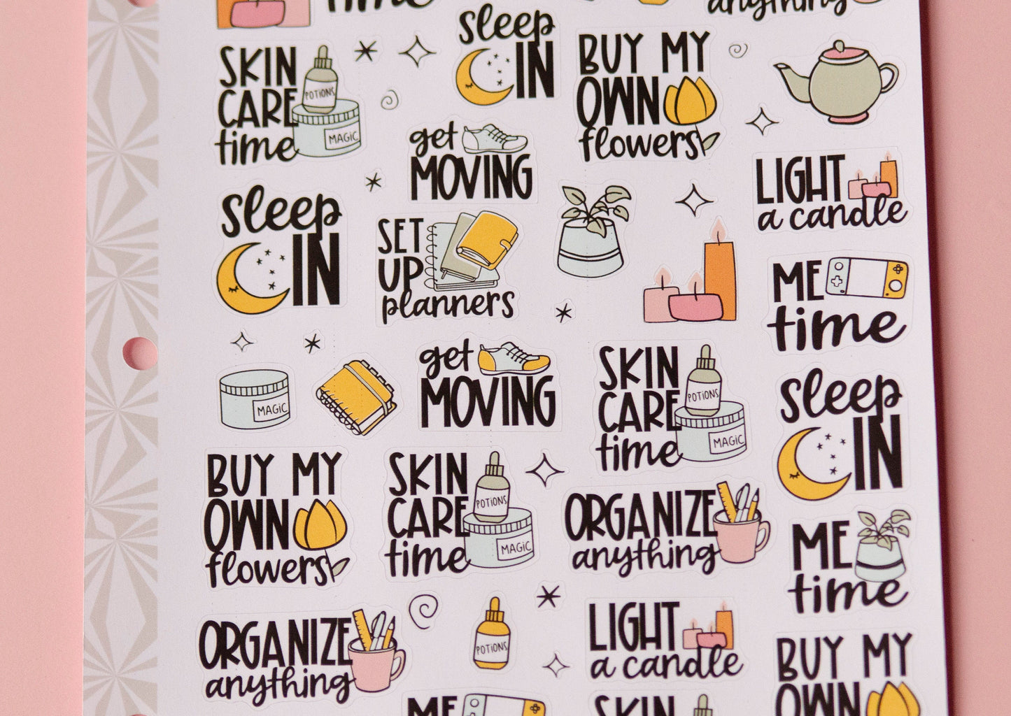Things I Do for Me Planner Stickers | Self Care Bucket List  Planning Script Stickers | Functional  Stickers