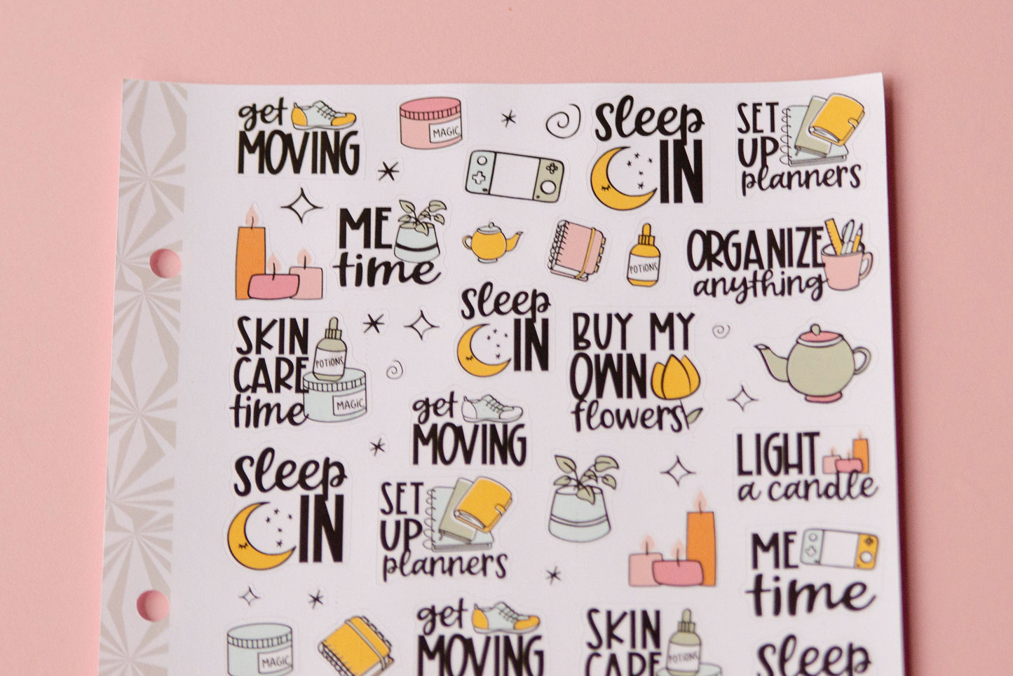 Things I Do for Me Planner Stickers | Self Care Bucket List  Planning Script Stickers | Functional  Stickers
