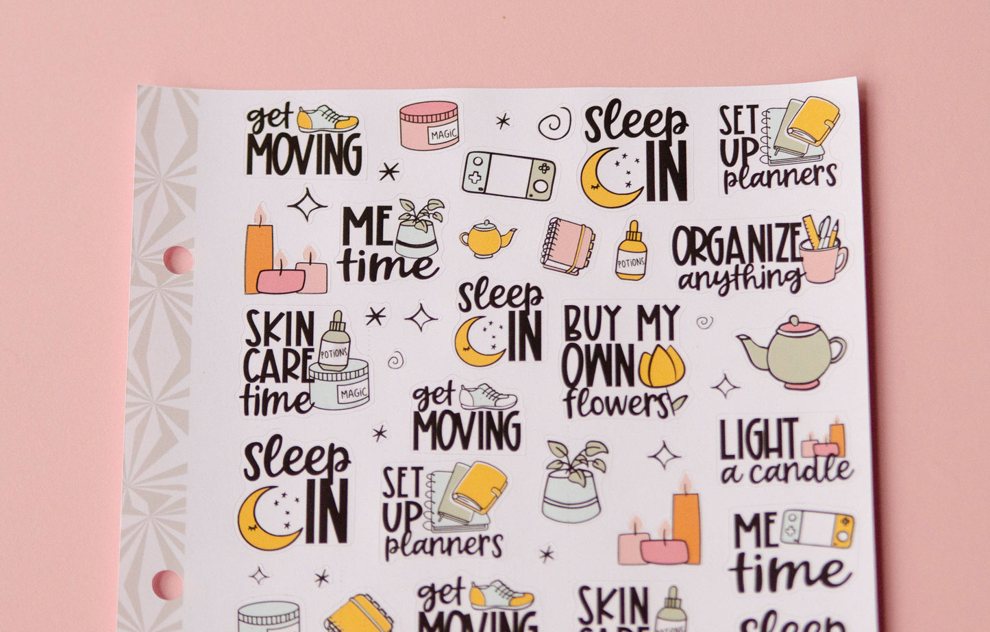 Things I Do for Me Planner Stickers | Self Care Bucket List  Planning Script Stickers | Functional  Stickers