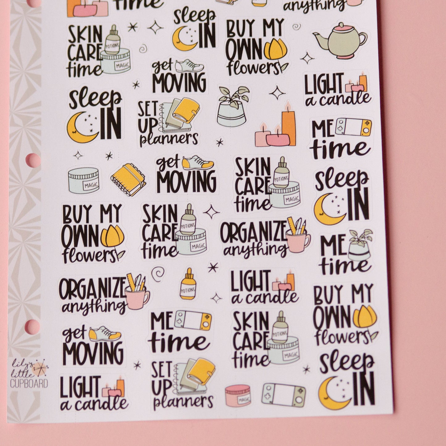Things I Do for Me Planner Stickers | Self Care Bucket List  Planning Script Stickers | Functional  Stickers