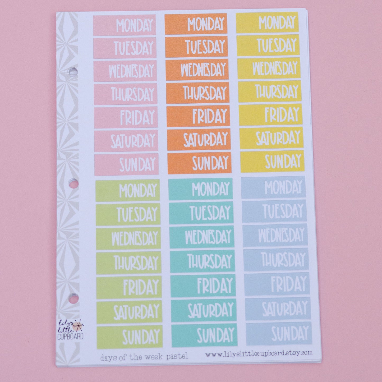 Days of the Week Planner Stickers | Date Cover Box Planner Stickers in Pastels | Essential Planner Stickers