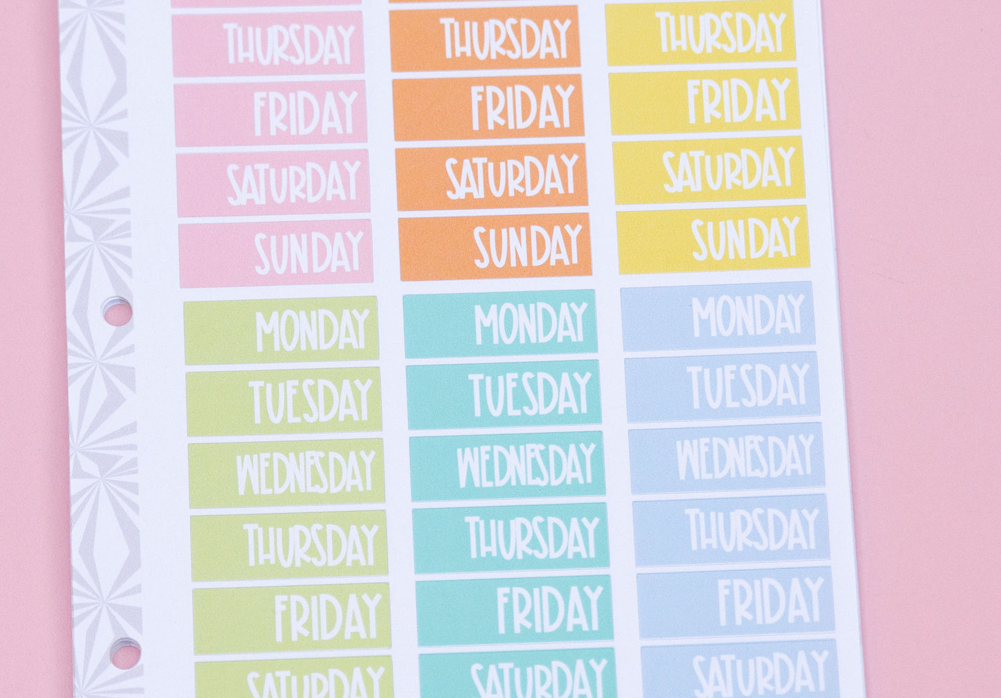 Days of the Week Planner Stickers | Date Cover Box Planner Stickers in Pastels | Essential Planner Stickers