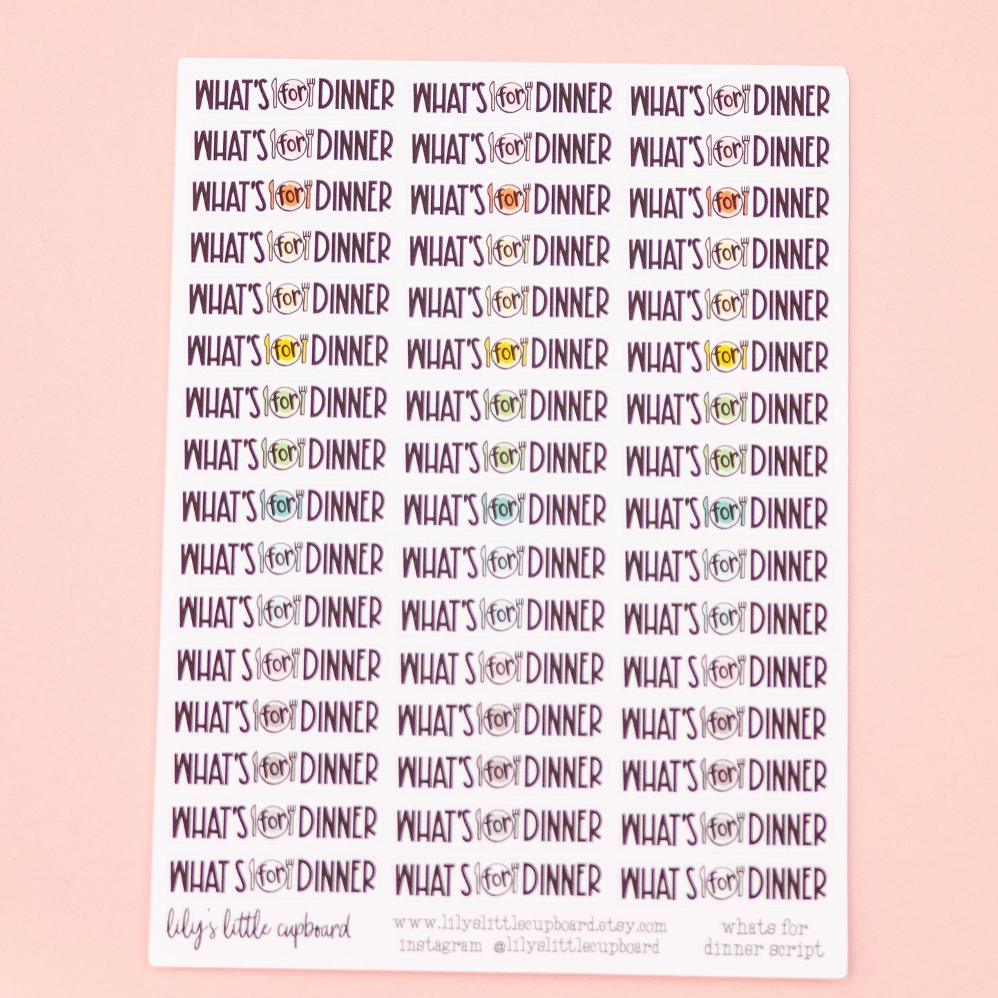 What's for Dinner Planner Stickers | Meal Planning Stickers | Home Chores Stickers | Supper and Dinner Planner Stickers | Planner