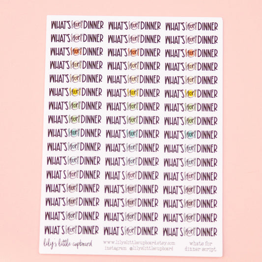 What's for Dinner Planner Stickers | Meal Planning Stickers | Home Chores Stickers | Supper and Dinner Planner Stickers | Planner