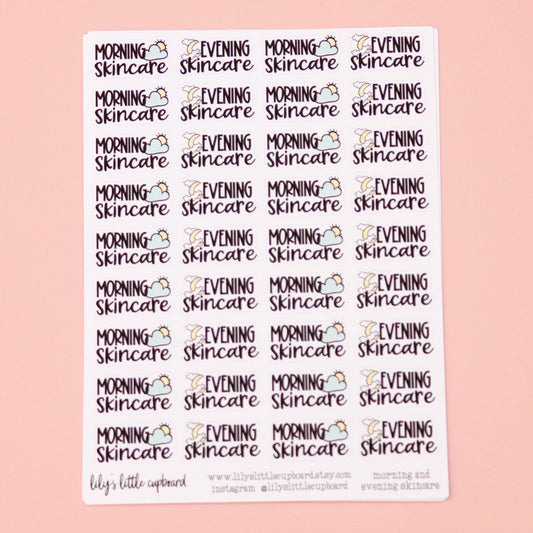 Skincare Planner Stickers | Morning Skincare Stickers | Evening Skincare Stickers | Skin Care Routine Planner