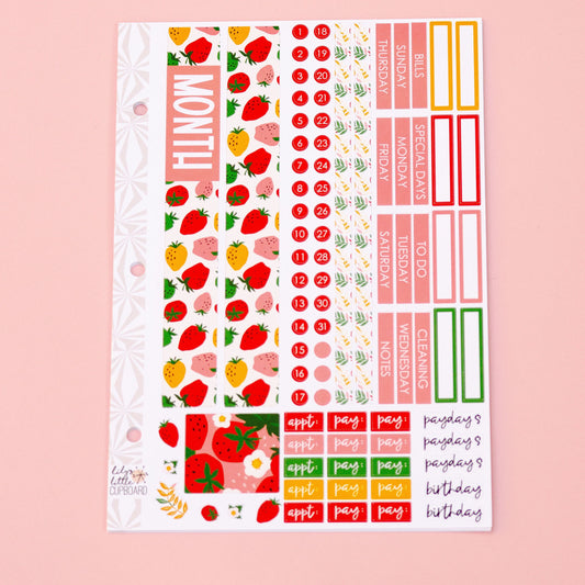 Simple Monthly Kit in Delightful Strawberries | Choose Your Month Sticker Kit | Monthly Spread Planner Kits | Monthly Planner Sticker Kits