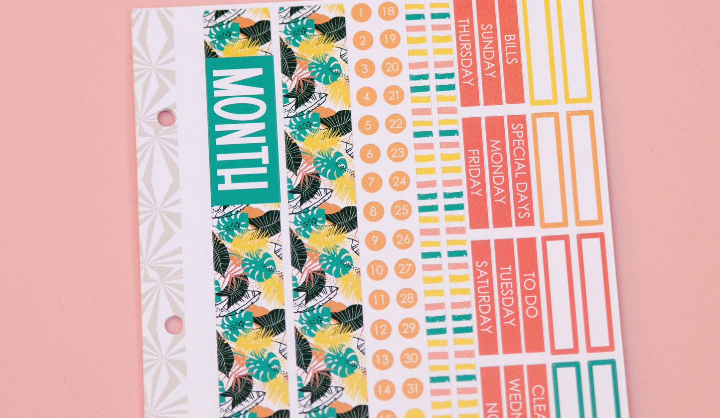 Simple Monthly Kit in Summer Breeze | Choose Your Month Sticker Kit | Monthly Spread Planner Kits | Monthly Planner Sticker Kits