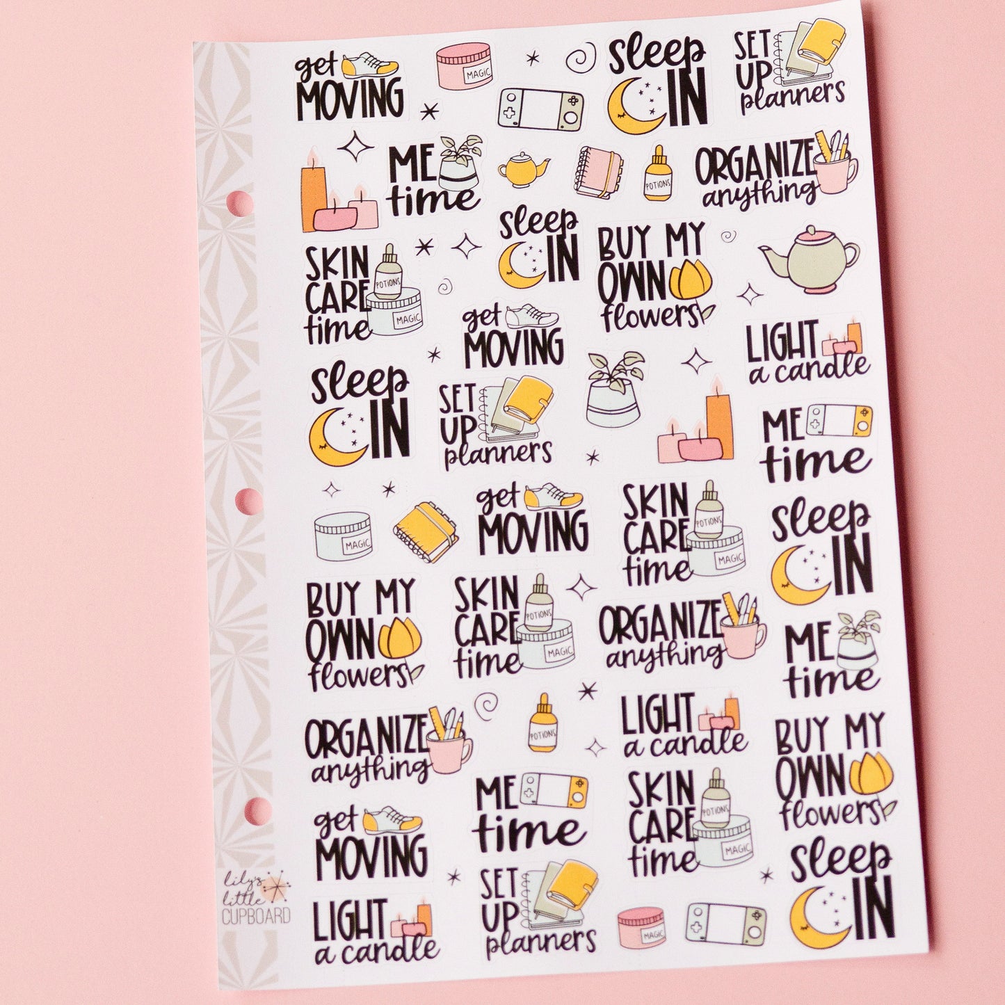 Things I Do for Me Planner Stickers | Self Care Bucket List  Planning Script Stickers | Functional  Stickers