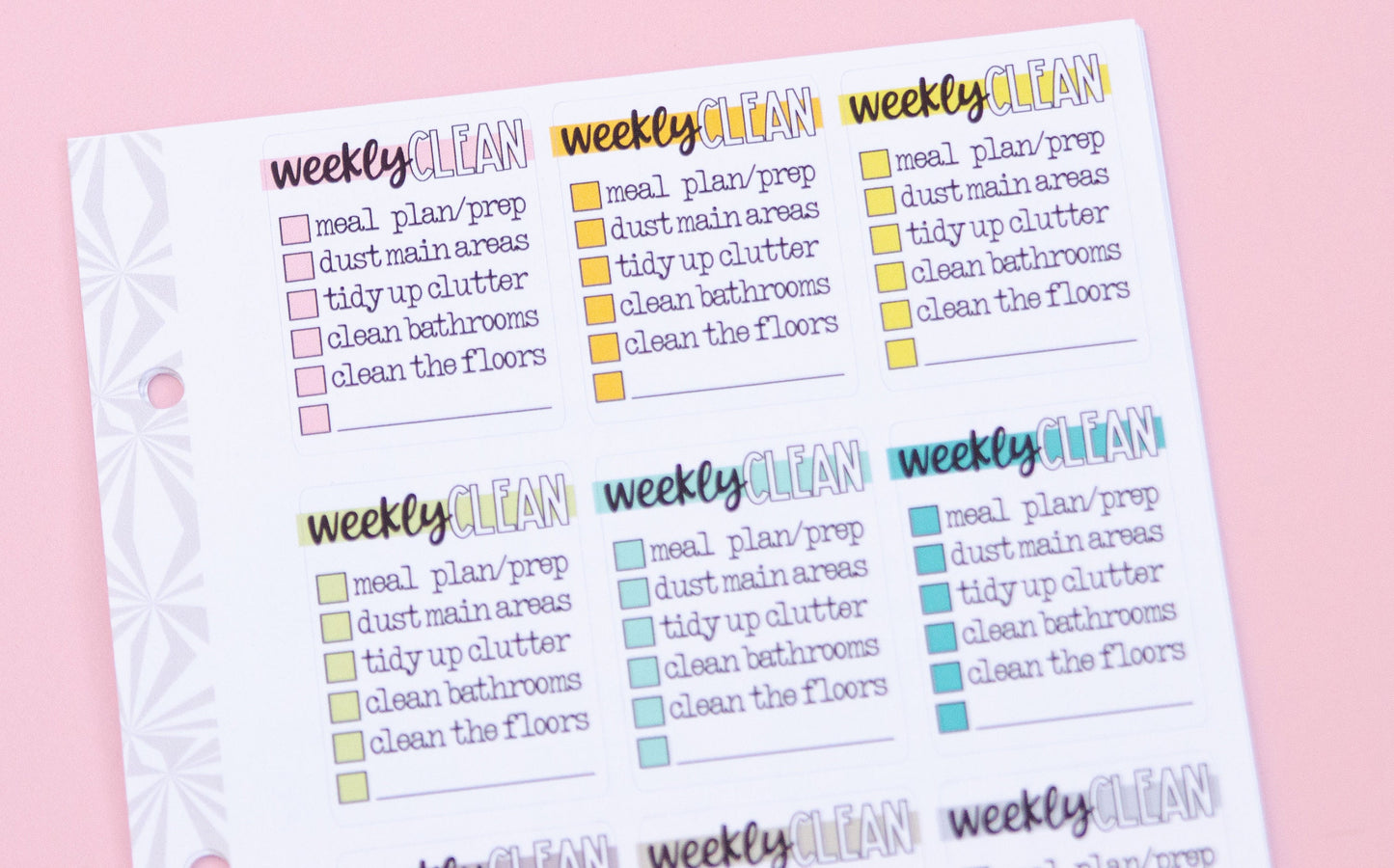 Weekly Cleaning by the Task  Full Box Checklist Stickers | Zone Cleaning Stickers | Checklist Planner Stickers | Functional Stickers