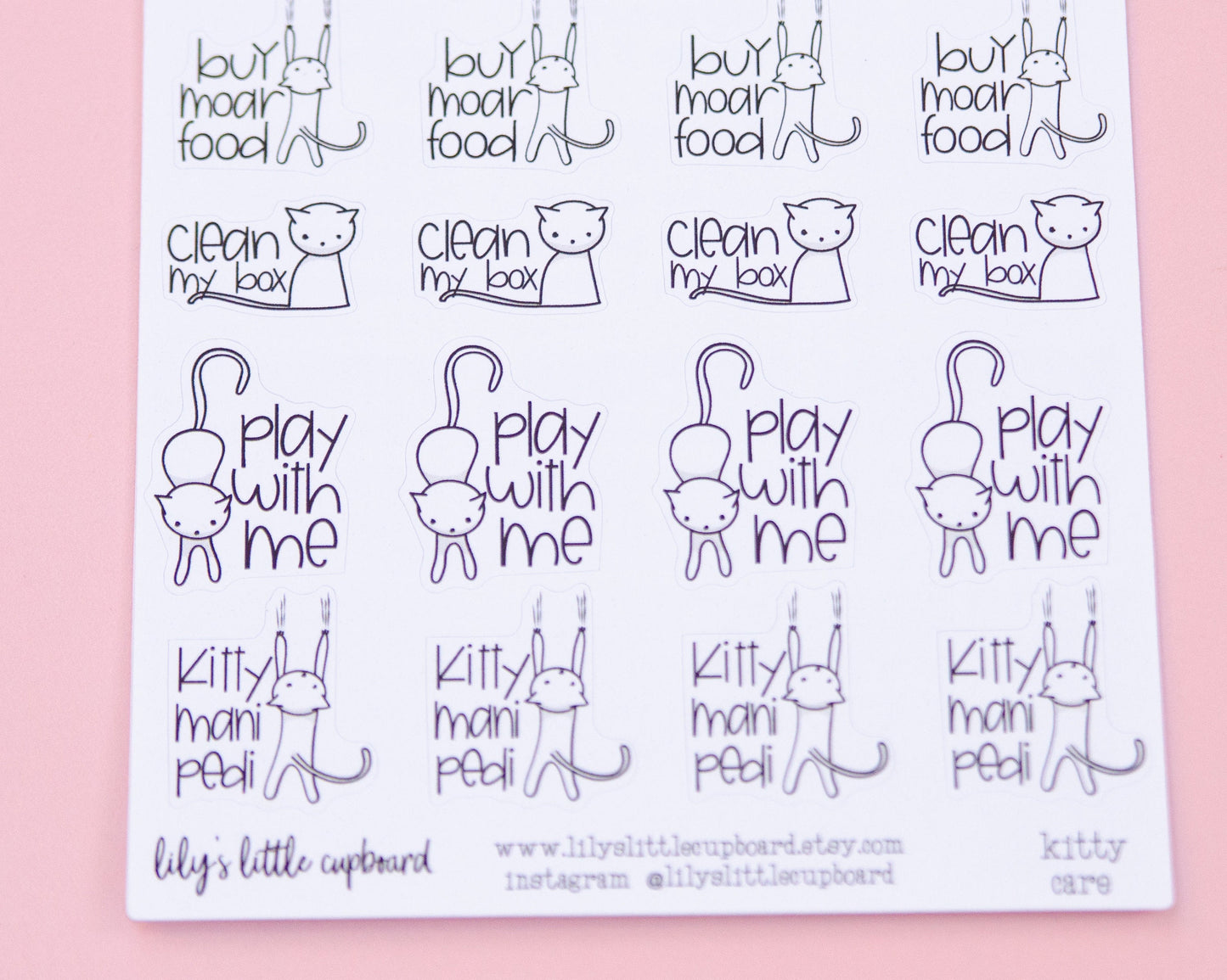 Kitty Care Planner Stickers | Cat Planner Stickers | Litterbox Stickers | Trim Claws | Buy Cat Food Stickers | Pet Care Stickers | Chores