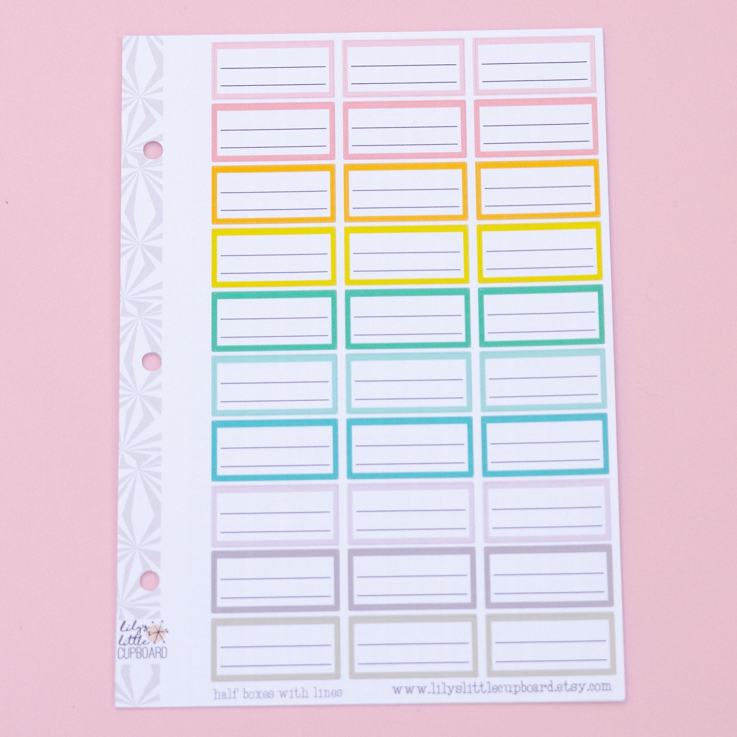 Lined Half Box Planner Stickers | Half Box Planner Stickers in Pastels | Essential Planner Stickers | Planner Stickers with Lines