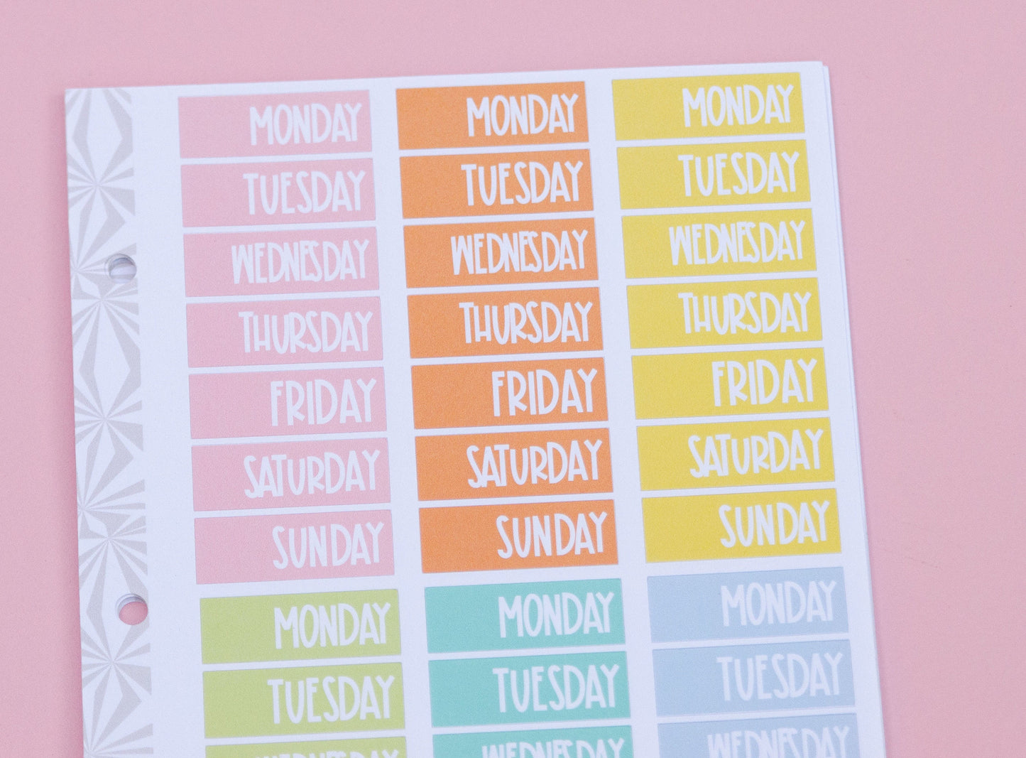 Days of the Week Planner Stickers | Date Cover Box Planner Stickers in Pastels | Essential Planner Stickers