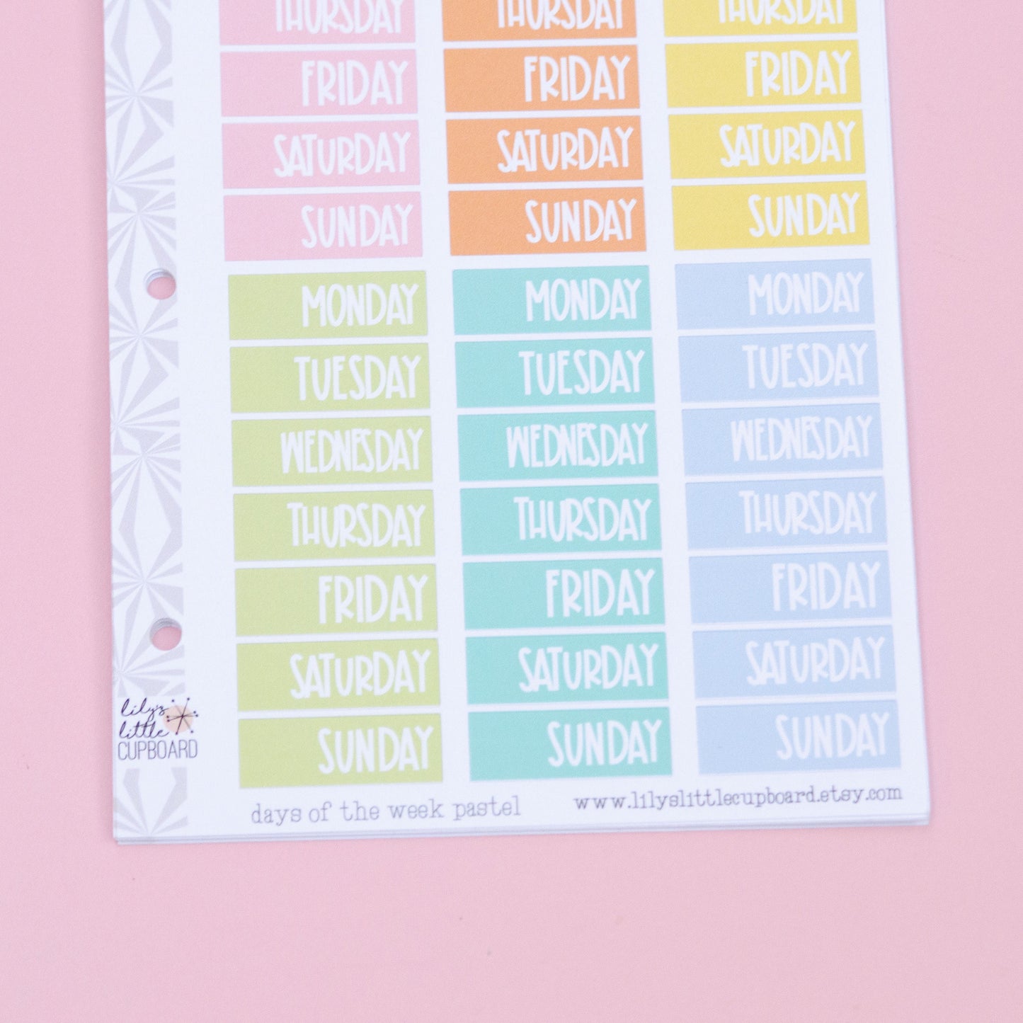 Days of the Week Planner Stickers | Date Cover Box Planner Stickers in Pastels | Essential Planner Stickers