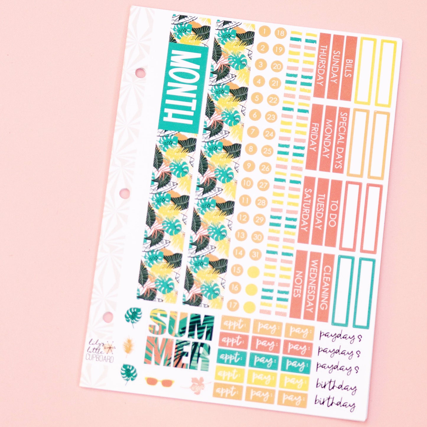 Simple Monthly Kit in Summer Breeze | Choose Your Month Sticker Kit | Monthly Spread Planner Kits | Monthly Planner Sticker Kits