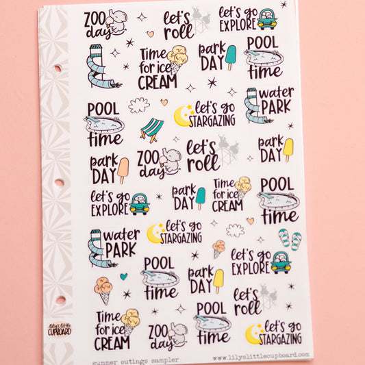 Summer Outings Stickers | Summer Bucket List  Planning Script Stickers | Functional  Sampler Stickers