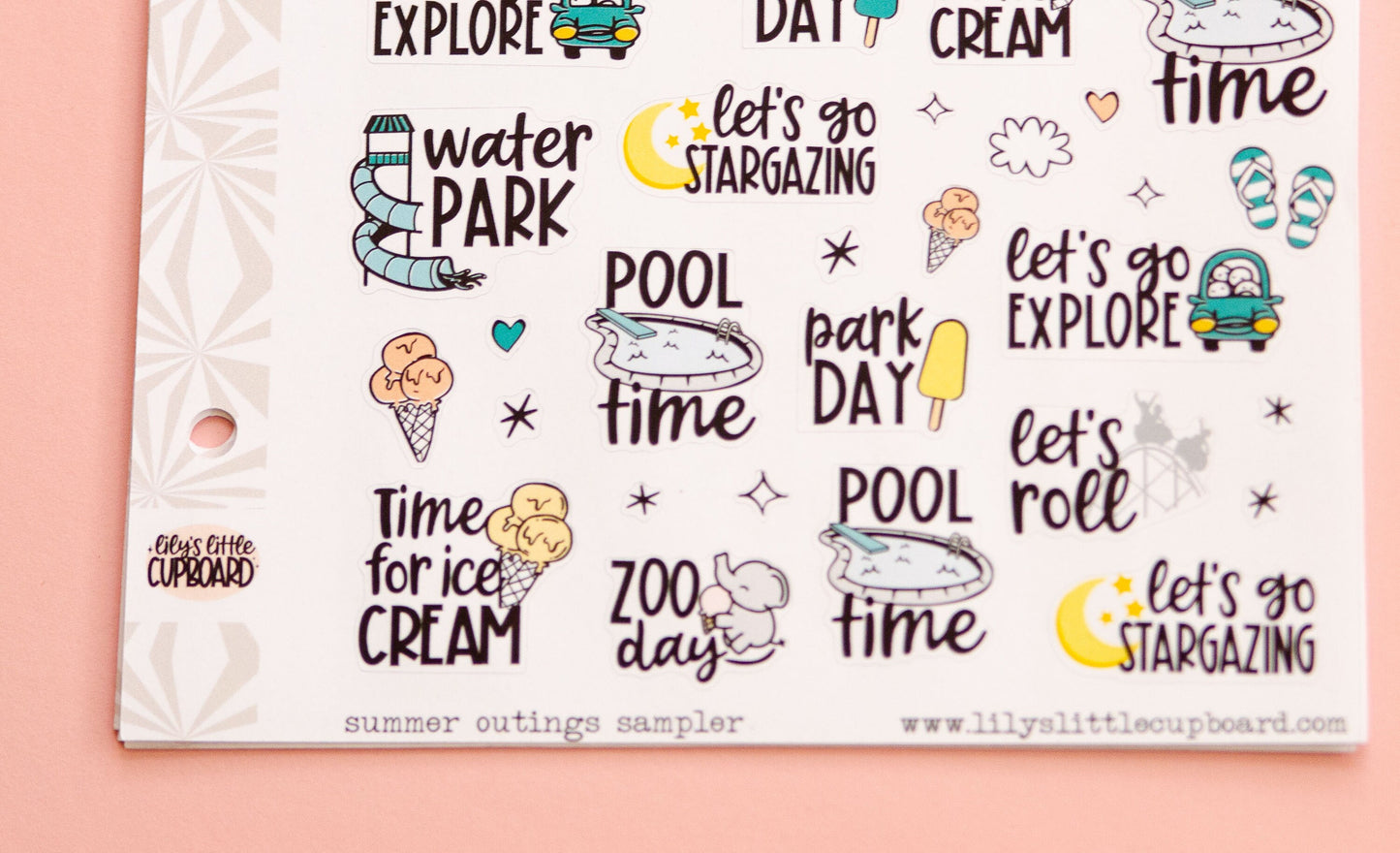 Summer Outings Stickers | Summer Bucket List  Planning Script Stickers | Functional  Sampler Stickers