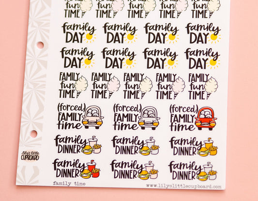 Family Time Sampler Sheet | Family Stuff  Planning Script Stickers | Functional  Sampler Stickers