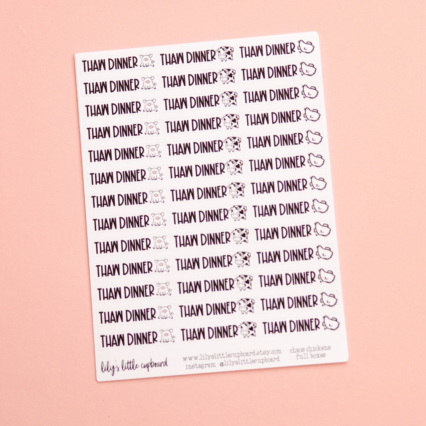 Thaw Dinner Planner Stickers | Meal Planning Stickers | Home Chores Stickers | Supper and Dinner Planner Stickers | Planner