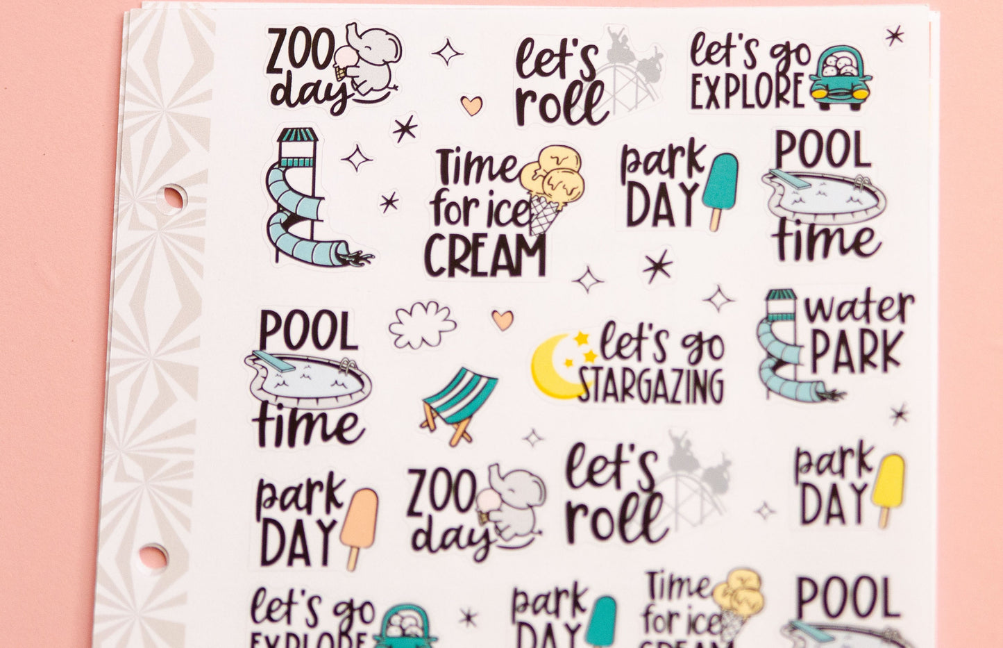 Summer Outings Stickers | Summer Bucket List  Planning Script Stickers | Functional  Sampler Stickers