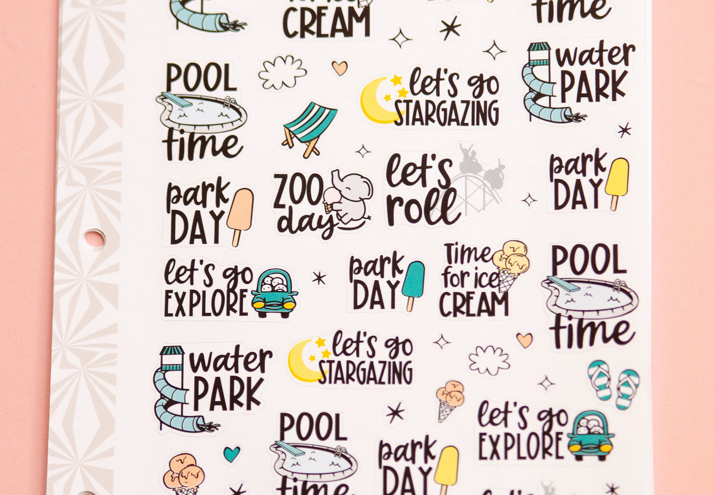 Summer Outings Stickers | Summer Bucket List  Planning Script Stickers | Functional  Sampler Stickers