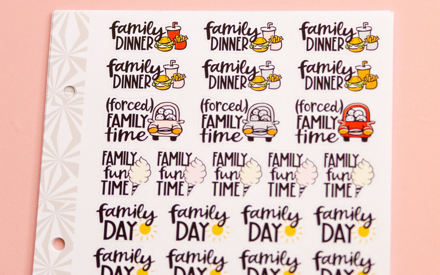 Family Time Sampler Sheet | Family Stuff  Planning Script Stickers | Functional  Sampler Stickers