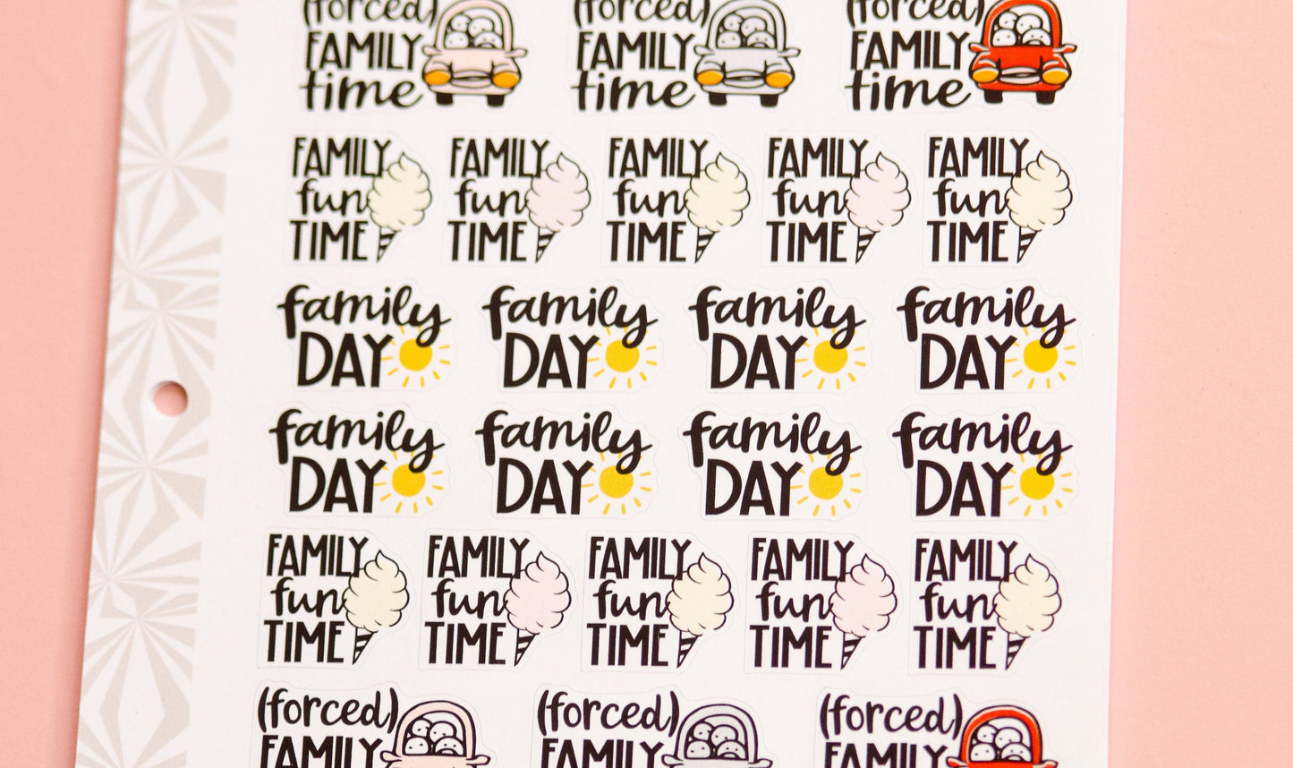 Family Time Sampler Sheet | Family Stuff  Planning Script Stickers | Functional  Sampler Stickers