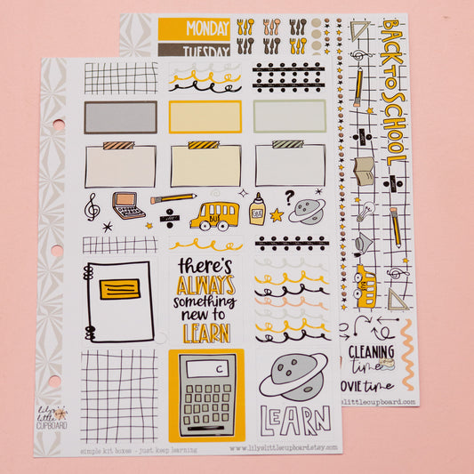 Updated! Simple Weekly Kit in Just Keep Learning | Back to School Weekly Planner Sticker Kit | School Sticker Set | A la Carte Mini Kits