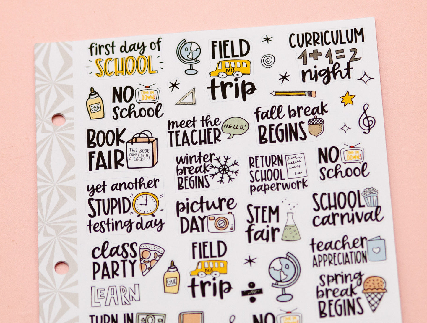 Elementary School Back to School Planner Stickers | School Planning Script Stickers | School Sampler Sticker | Functional School Stickers