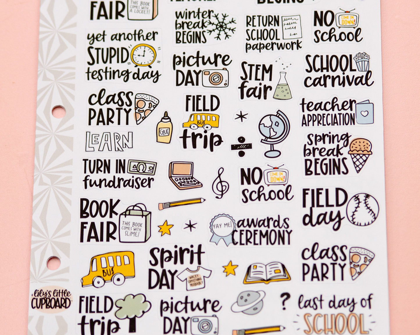 Elementary School Back to School Planner Stickers | School Planning Script Stickers | School Sampler Sticker | Functional School Stickers