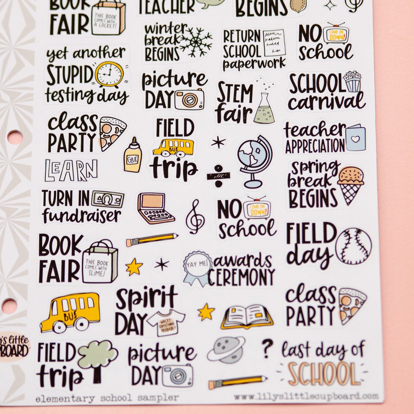 Elementary School Back to School Planner Stickers | School Planning Script Stickers | School Sampler Sticker | Functional School Stickers