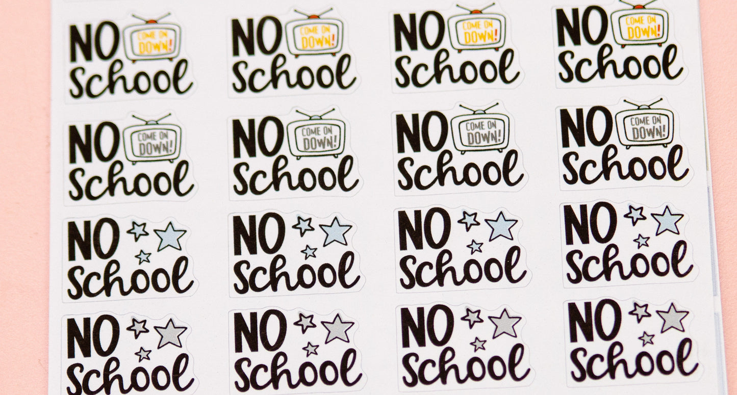 No School Today Planner Stickers | School Restarts Planner Stickers | Organizing School Stickers | Back to School Scripts | Routine Planner