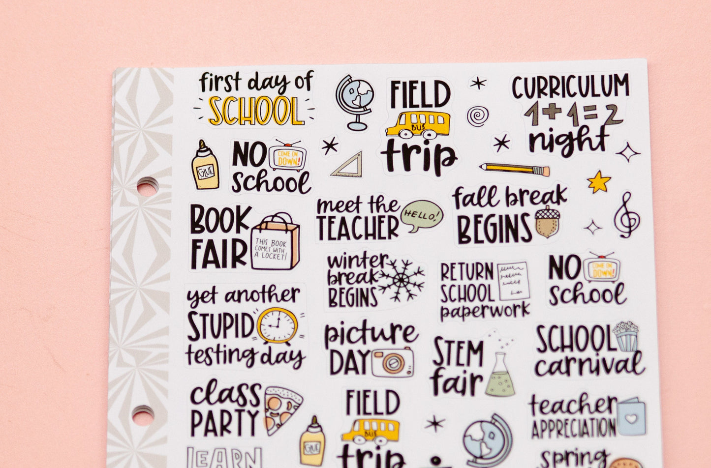 Elementary School Back to School Planner Stickers | School Planning Script Stickers | School Sampler Sticker | Functional School Stickers